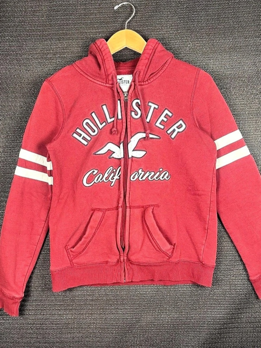 Hollister Color Block Hoodie in Red & White Size Small